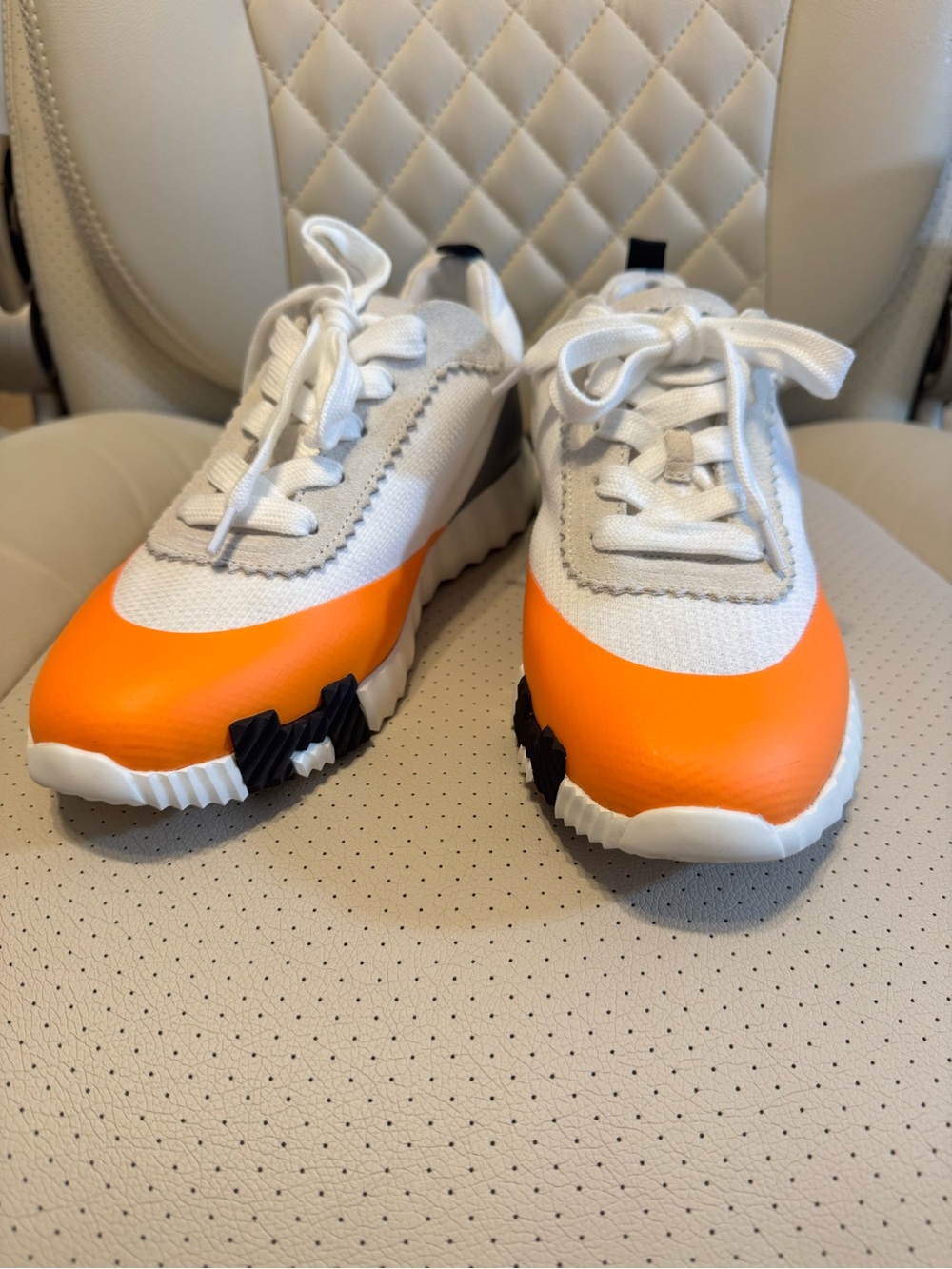 HERMÈS Paris Women’s Sneakers – White Orange Gray US 7,5 -8 - Picture 14 of 14